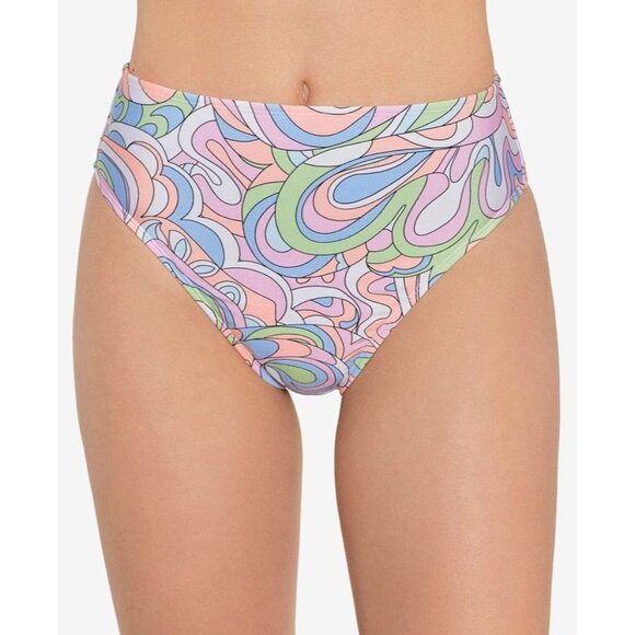 Salt + Cove Juniors' Printed High-Waist Bikini Bottoms Geometric Colorful L - Picture 1 of 6